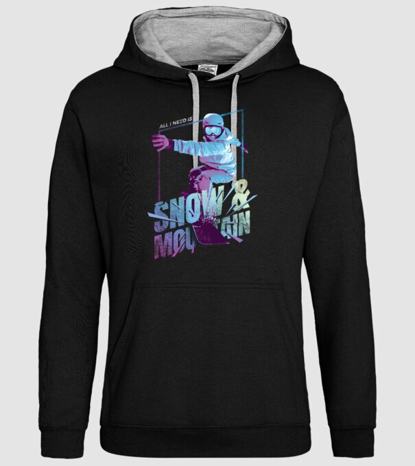 All I need is Snowboard model negru pe tricou