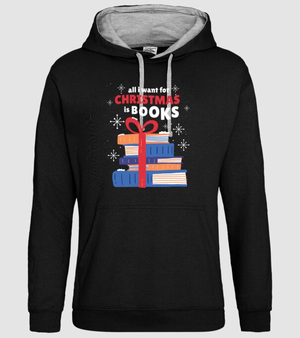 All I want for Christmas is Books tricou cu cărți model negru pe tricou