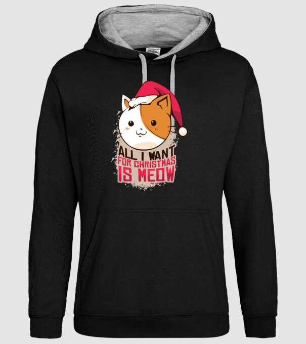 All I want for christmas is MEOW tricou cu pisică model negru pe tricou