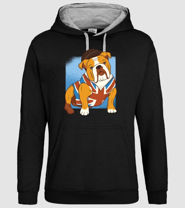 Bulldog englezesc model negru pe tricou