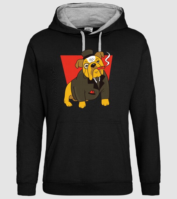 Bulldog englezesc cu trabuc model negru pe tricou