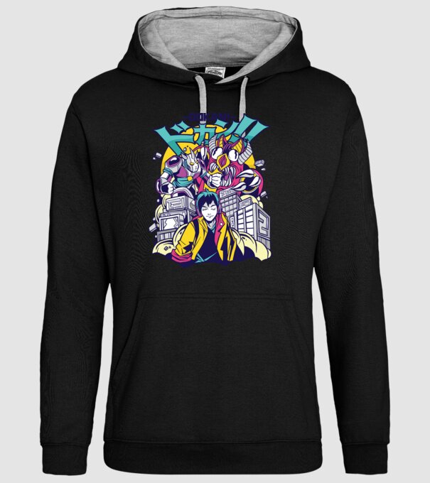 Anime Godzilla model negru pe tricou