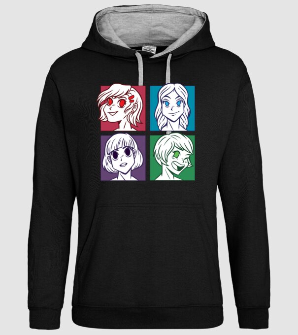 Fețe Anime fată Pop Art model negru pe tricou