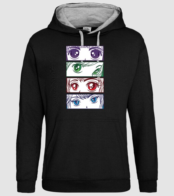 Anime ochi de fată Pop Art model negru pe tricou
