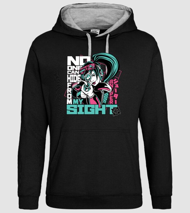 Anime Fată Lunetistă model negru pe tricou