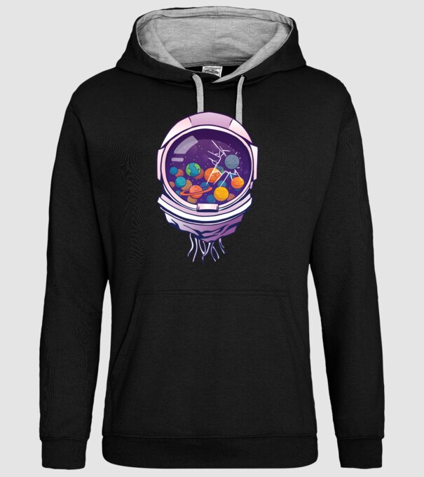 Cască de astronaut model negru pe tricou
