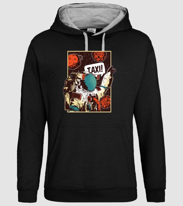Astronaut Taxi model negru pe tricou