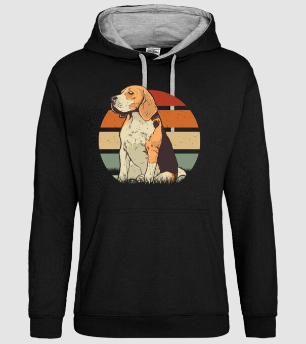 Beagle Retro Sunset model negru pe tricou