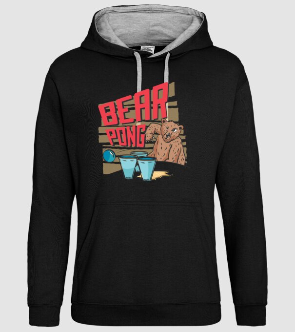 Bear Pong model negru pe tricou