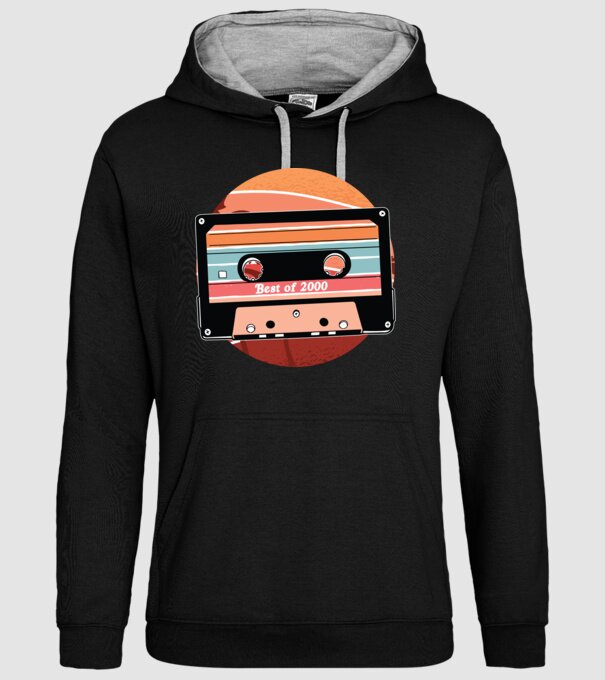Best of 2000 retro Tape Birthday model negru pe tricou