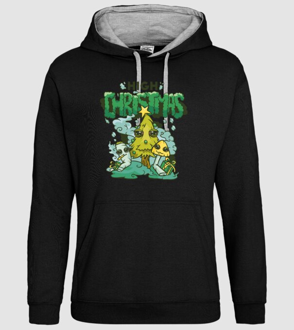Crăciun drogat model negru pe tricou