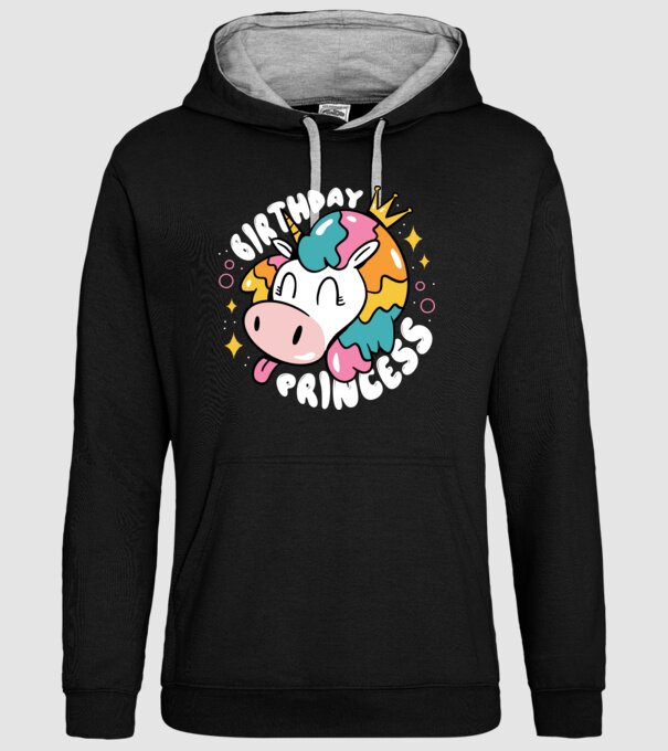 Birthday Princess Unicorn model negru pe tricou