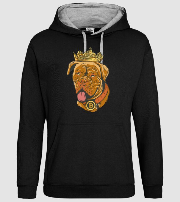 Câine Bitcoin model negru pe tricou