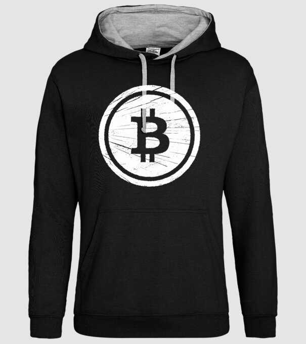Bitcoin logo model negru pe tricou