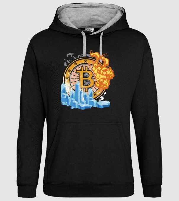 Logo Bitcoin model negru pe tricou