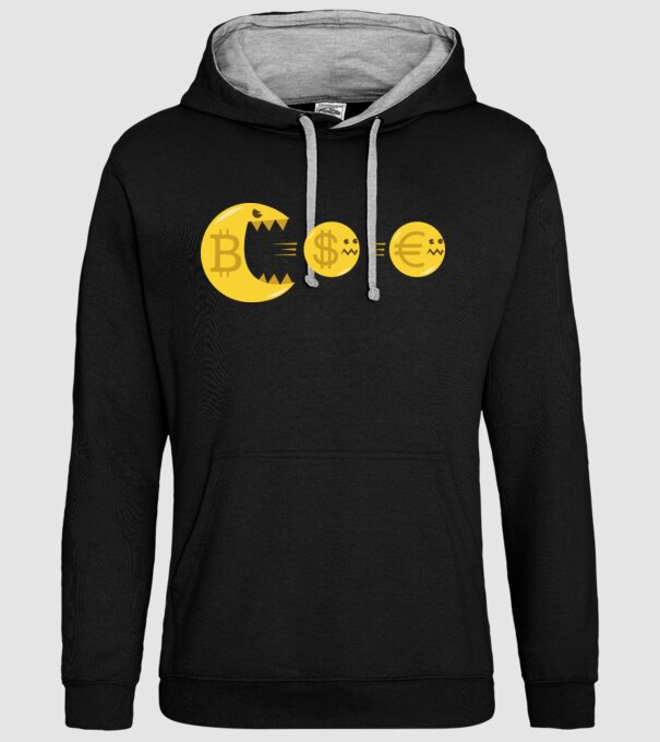 Bitcoin Pacman model negru pe tricou