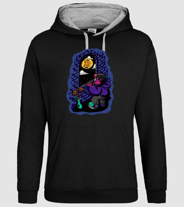 Bitcoin to the moon model negru pe tricou