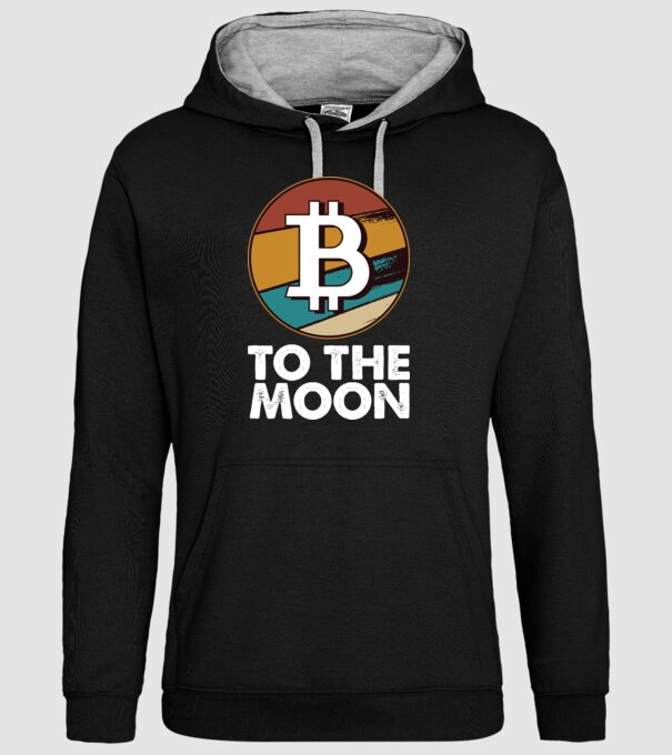 Bitcoin to the moon model negru pe tricou