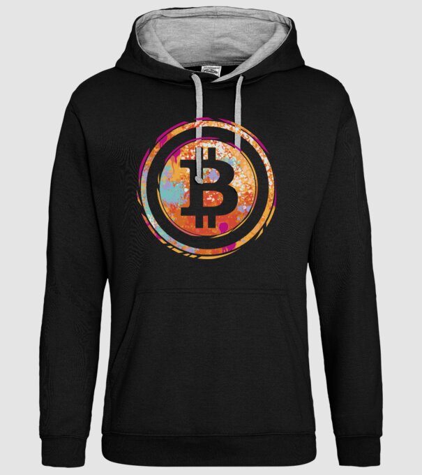 Bitcoin Watercolor model negru pe tricou