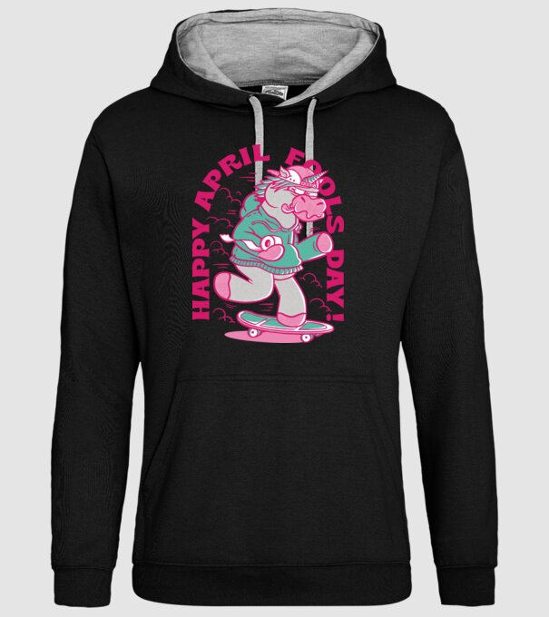Ziua proștilor Unicorn model negru pe tricou