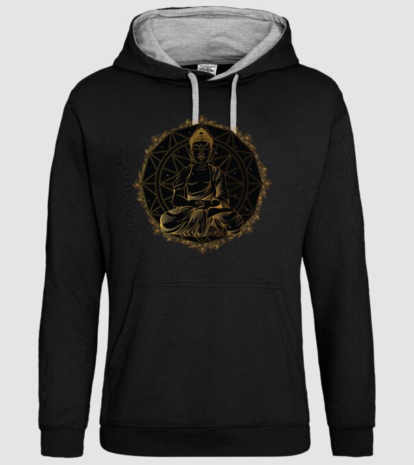 Buddha Mandala model negru pe tricou