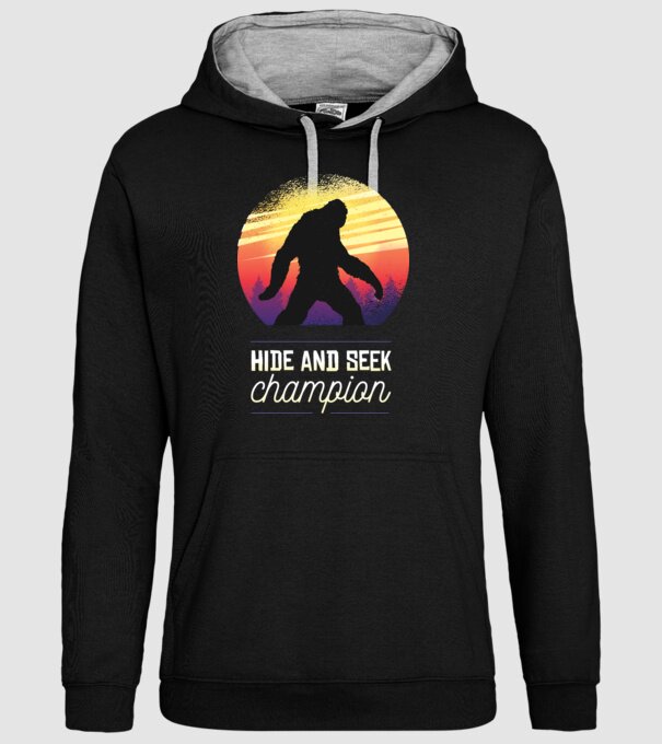 campion de-a v-ați ascunselea Yeti model negru pe tricou