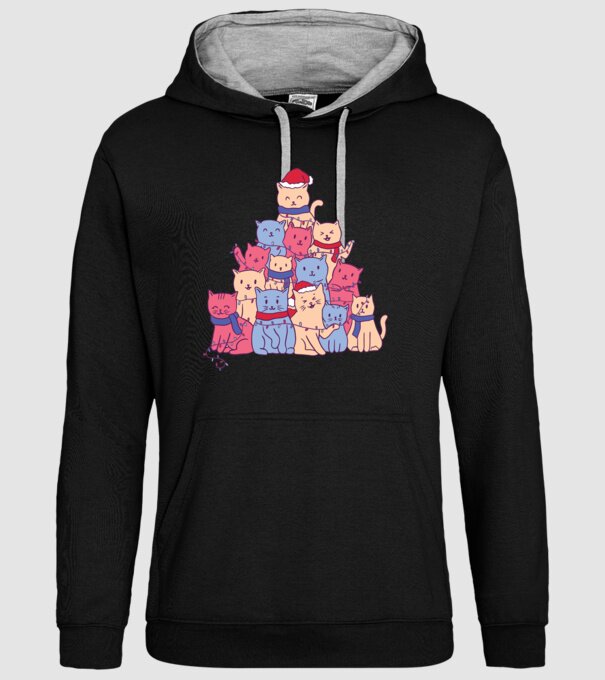 Pom de Crăciun Pisică model negru pe tricou