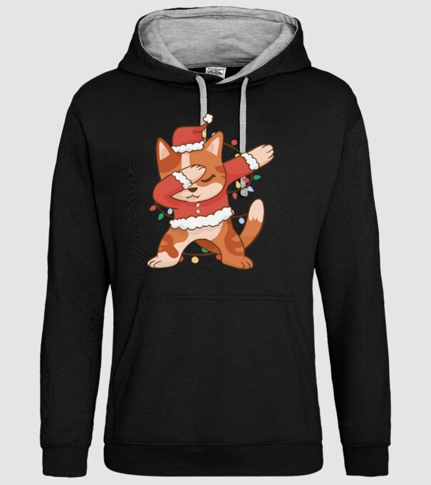 Pisică Crăciun DAB model negru pe tricou