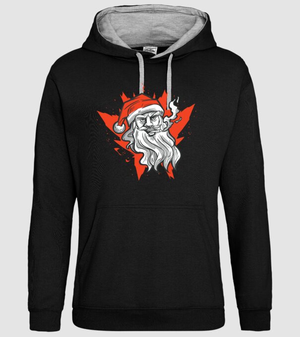 Moș Crăciun Fumător model negru pe tricou