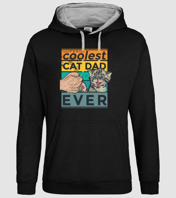 Coolest Cat Dad Ever - Cel mai tare tată cu pisică model negru pe tricou