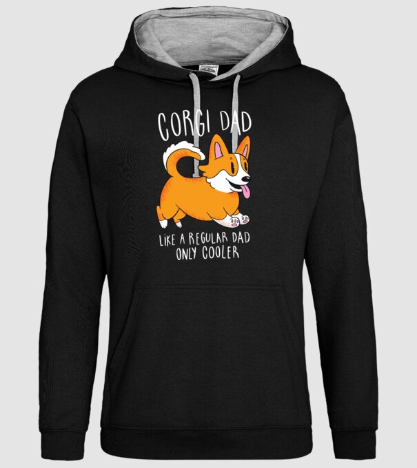 Tată de Corgi model negru pe tricou