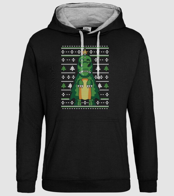T-rex cu pulovăr urât model negru pe tricou