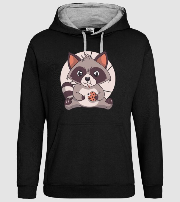Tricou raton drăguț mâncând biscuiți model negru pe tricou