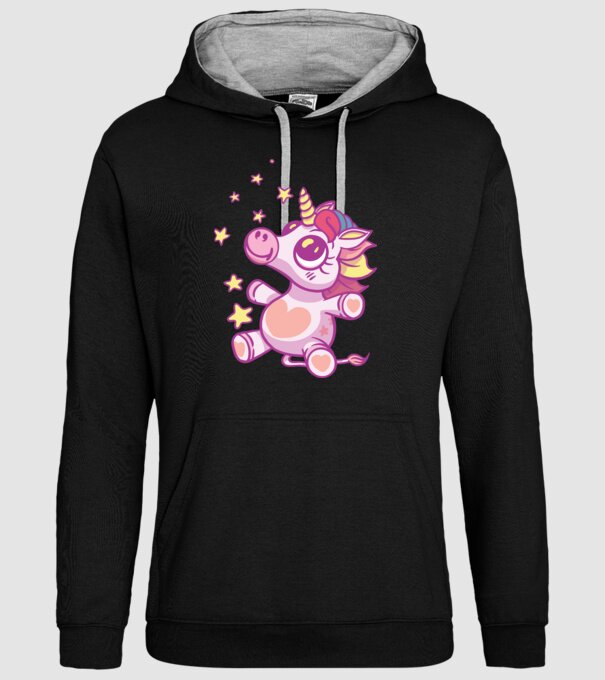 Unicorn drăguț model negru pe tricou