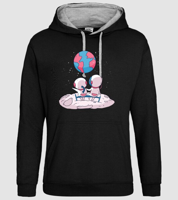 Astronauți drăguți model negru pe tricou