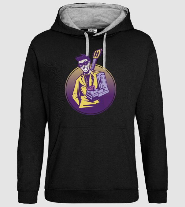 Chitarist Cyberpunk model negru pe tricou