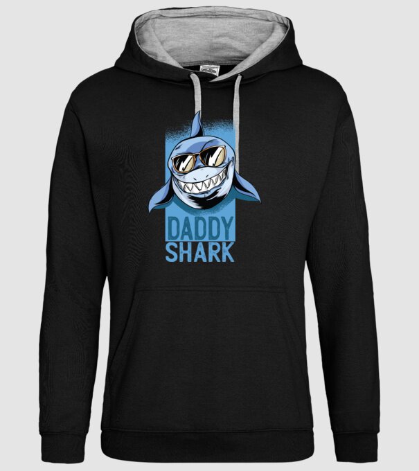 Daddy Shark tricou pentru tata model negru pe tricou