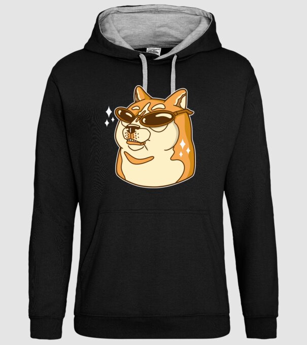 Doge Coin model negru pe tricou
