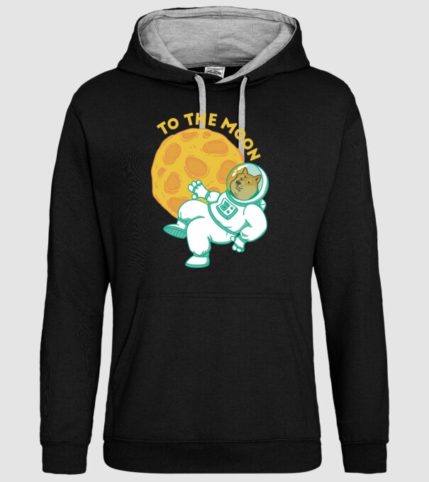 Dogecoin to the moon model negru pe tricou