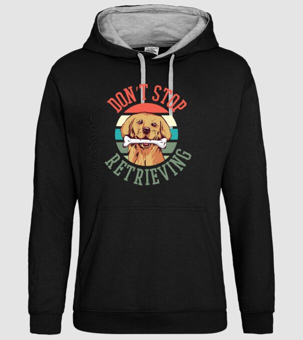 'Don''t Stop Retrieving Golden Retriever' model negru pe tricou