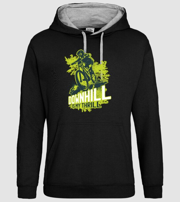 Downhill Is My Thrill tricou bicicletă model negru pe tricou