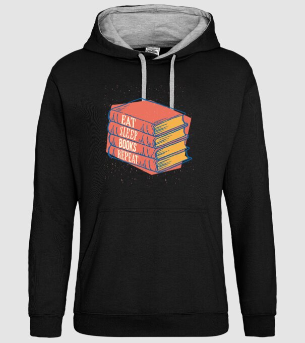 Eat Sleep Books Repeat Lectură model negru pe tricou