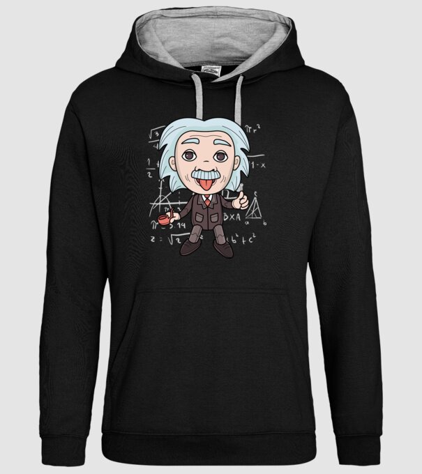 Caricatură Einstein model negru pe tricou