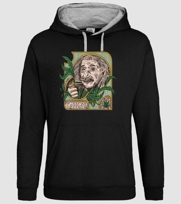 Einstein Marijuana THC model negru pe tricou