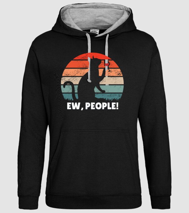 Ew, oameni - Pisică model negru pe tricou