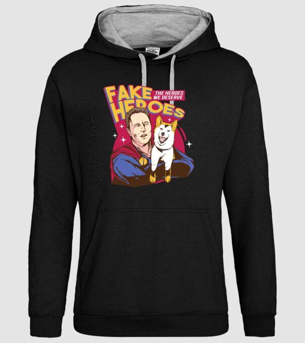 Fake Hero Elon Musk model negru pe tricou