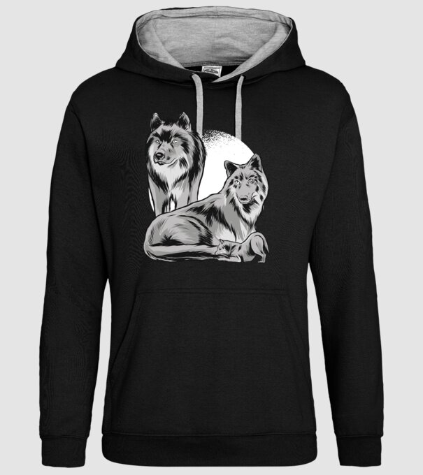 Familie de lupi model negru pe tricou