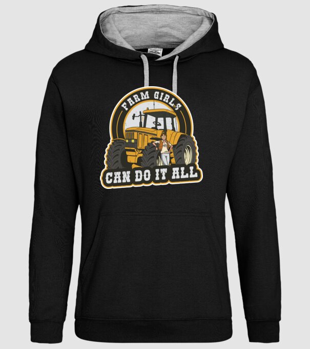 Farm Girls can do it all Tractor model negru pe tricou