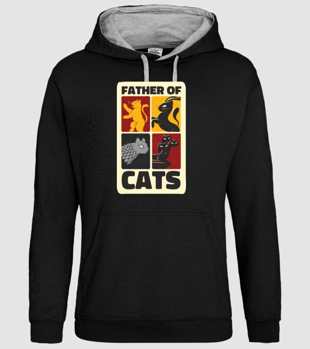 Father of Cats Game of Thrones parodie model negru pe tricou