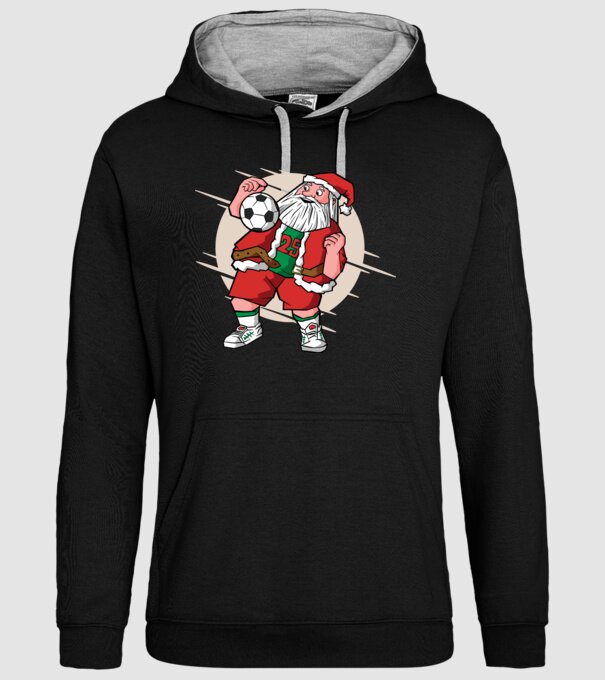 Moș Crăciun Fotbalist model negru pe tricou